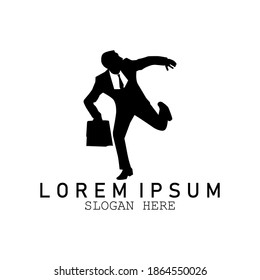 Businessman running logo design concept template