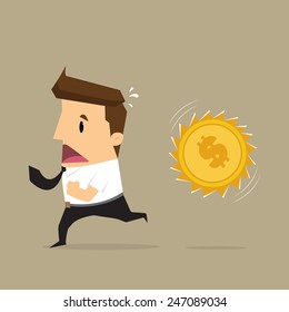 Businessman running Money attack.vector