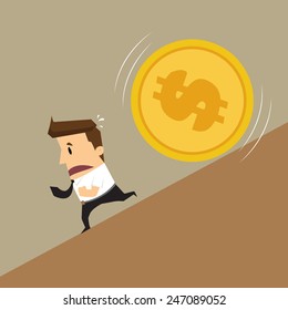 Businessman running Money attack.vector