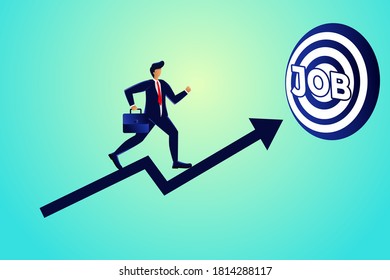 Businessman running on arrow to the target concept, Business concept illustration