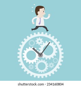 Businessman running on clock - Vector 