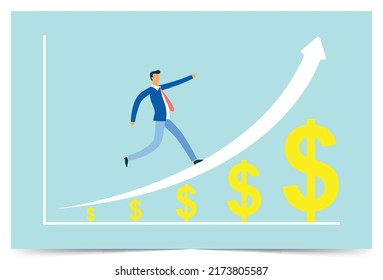 Businessman running on growing graph, Vector illustration design