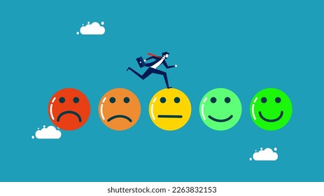 businessman running on portfolio score. Concept of Quality Control or Performance Improvement