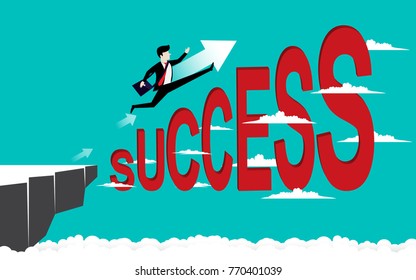Businessman running on staircase success, Business idea to career success, Concept business illustration vector flat