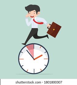 businessman Running on time Concept
