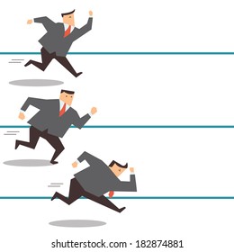 Businessman running on track in business competition concept.
