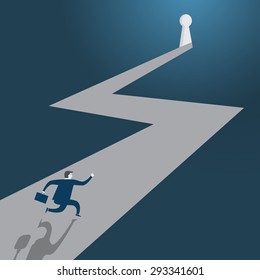 Businessman running to the open door - Vector
