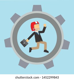 businessman running in a parts vector illustration 
