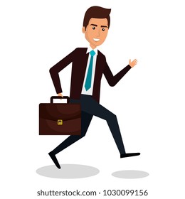 businessman running with portfolio