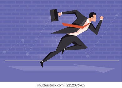 empresario que corre con la escena de portafolios