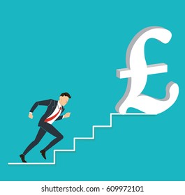 businessman running to Pounds icon
