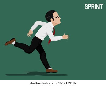 A businessman is running quickly
