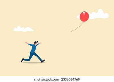 Businessman running with red balloon. loneliness concept