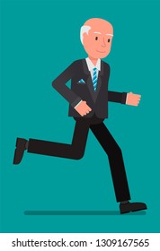 A businessman is running somewhere. Vector illustration, flat design drawing.