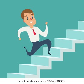 Businessman Running Stair Success Stair Step Stock Vector (Royalty Free ...