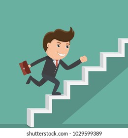 Businessman Running Stairs Vector Illustration Business Stock Vector ...