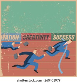 Businessman running to success