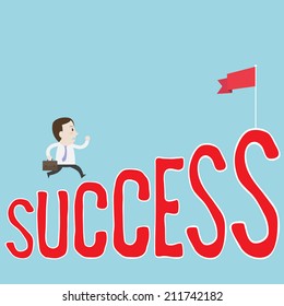 Businessman running to success - Vector