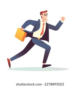 A businessman running with a suitcase vector illustration