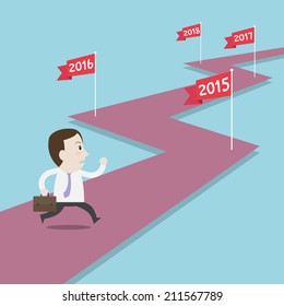 Businessman running to the target of the future - Vector 