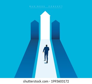 Businessman running to the target. grow chart up increase profit sales and investment.