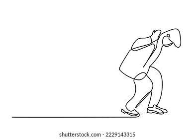 businessman running tired carrying big load on his back