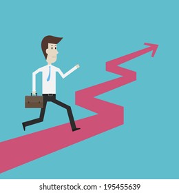 Businessman running to the top of the Charts - Vector 