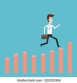 Businessman running to the top of the Charts - Vector 