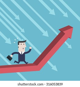 Businessman running to the top of the Charts - Vector