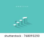 Businessman running to the top of the graph. Business concept of goals, success, ambition, achievement and challenge.