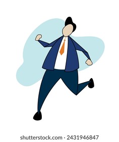 Businessman running towards the goal. Business concept grows to success. Vector illustration in flat design.