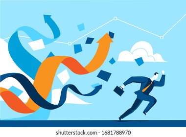 Businessman running towards his goals - Vector