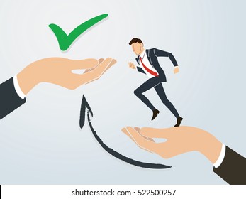 Businessman running to True decision.  business Concept vector 