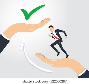 Businessman running to True decision.  business Concept vector 
