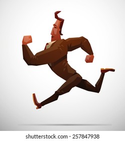Businessman running, vector