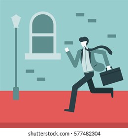 Businessman running. Vector illustration of a flat design