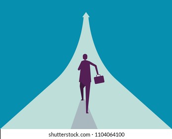 Businessman running the way forward. Vector business illustration concept, Development.