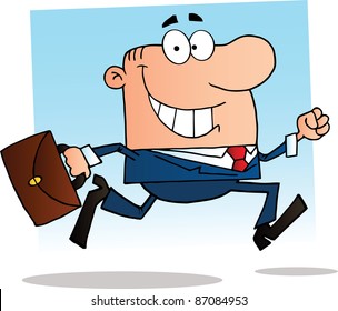 Businessman Running To Work