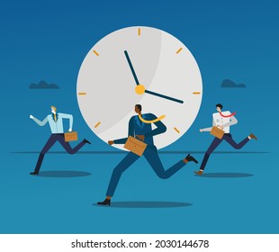 Empresario corriendo a trabajar. Tiempo de trabajo