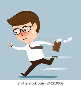 Businessman running to work vector illustration