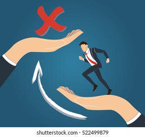 Businessman running to worng decision.  business Concept vector 