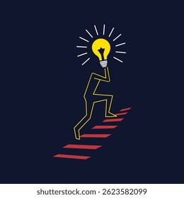 Businessman runs and steps up the stairs, Business growth concept, Idea concept 