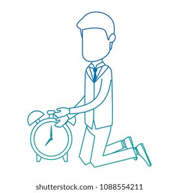 businessman sad with alarm clock avatar character