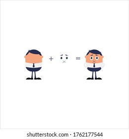 Businessman sad cartoon. Flat vector graphic in White background.