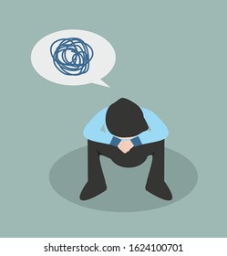 Businessman sad  character with bubble vector