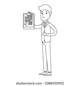 businessman sad with clipboard avatar character