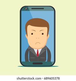 Businessman with sad expression. Stock vector illustration for poster, greeting card, website, ad, business presentation, advertisement design.