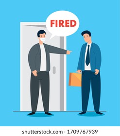 businessman sad fired of work avatar character vector illustration design