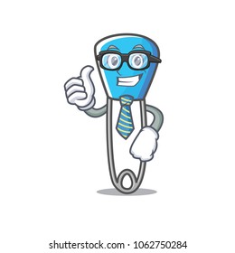 Businessman safety pin character cartoon