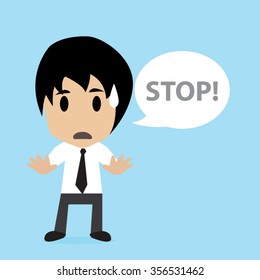 Businessman said stop, vector illustration